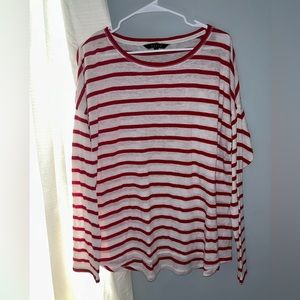 Kiara size XL red & white striped long sleeve knit tee
